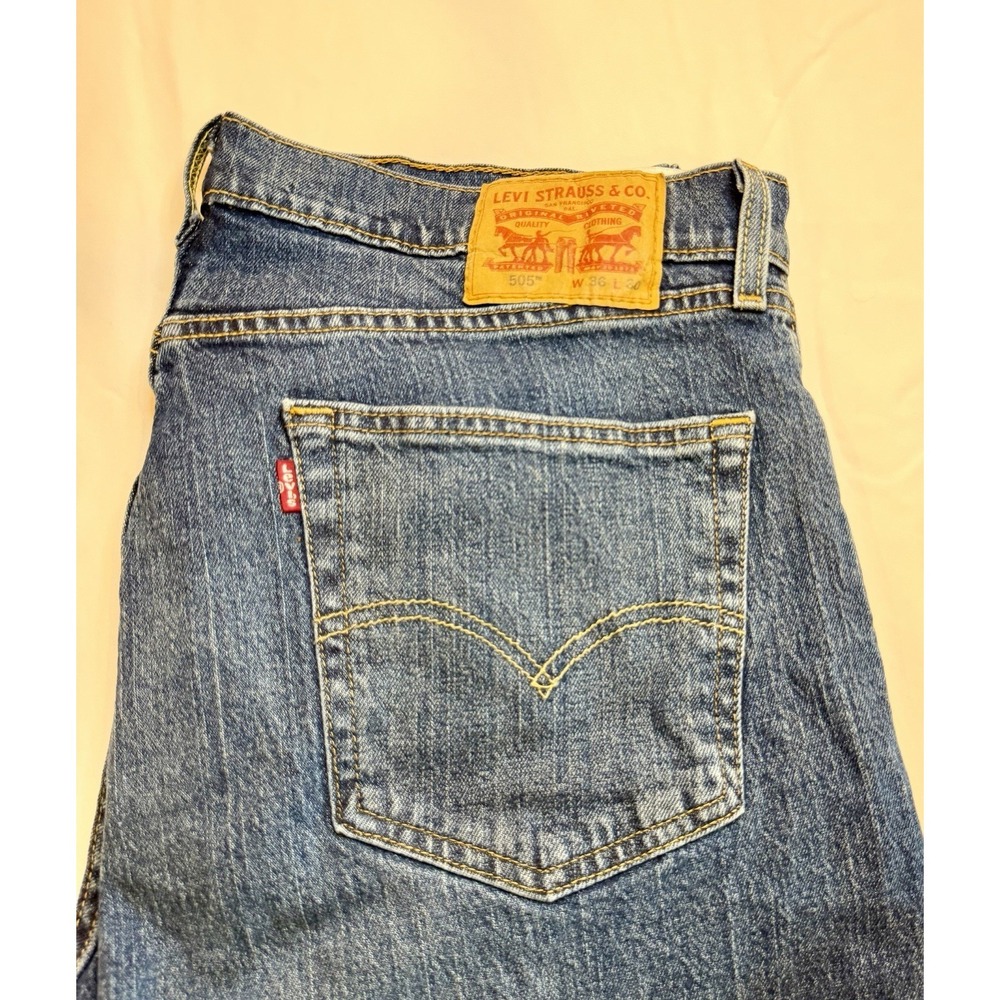 Levi's Men's Blue Denim Jeans Regular Fit Straight Leg 36x30 cotton 5-Pocket
